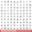 © ylivdesign - 100 ecology icons set. Outline illustration of 100 ecology icons vector set isolated on white background