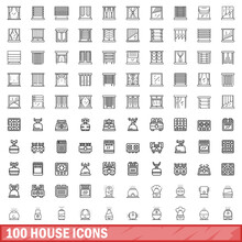100 House Icons Set. Outline Illustration Of 100 House Icons Vector Set Isolated On White Background