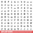 © ylivdesign - 100 law icons set. Outline illustration of 100 law icons vector set isolated on white background