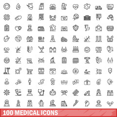 Aufkleber - 100 medical icons set. outline illustration of 100 medical icons vector set isolated on white backgr