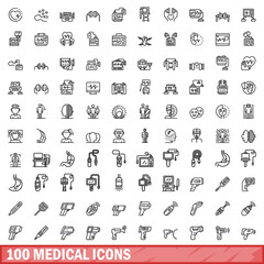 Aufkleber - 100 medical icons set. outline illustration of 100 medical icons vector set isolated on white backgr
