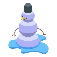 Wall Mural - Melting snowman icon isometric vector. Winter snow. Cute man