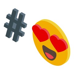 Poster - Like emoji icon isometric vector. Social digital. Customer audience