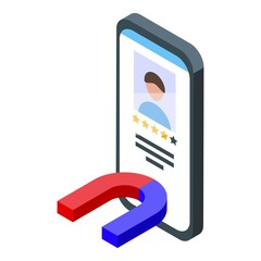 Poster - People magnet influencer icon isometric vector. Digital influence. Social content
