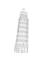 pisa tower simpla sketch vector illustration