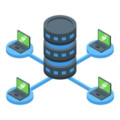Poster - Server data icon isometric vector. Software laptop. Computer language