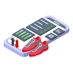 Poster - Online phone app icon isometric vector. Business design. Ui internet