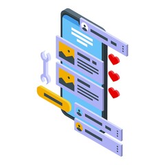 Poster - Technology phone app icon isometric vector. Business design. Online internet