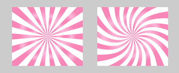 Aufkleber - Solar explosion Sun Burst Effect. Vector Sunburst wallpaper. Pink rose color burst set of 2 sun rays background. Circus background, abstract pattern with colorful rays, banner element for show, fair.