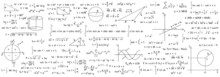 Many Different Math Formulas On White Background, Illustration. Algebra And Geometry