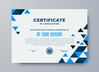 Multicolor certificate template with dynamic, futuristic polygonal color and modern certificate.