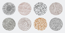 Set Of Hand Drawn Abstract Lines And Curves Patterns. Circle Doodle Background Frame Elements.