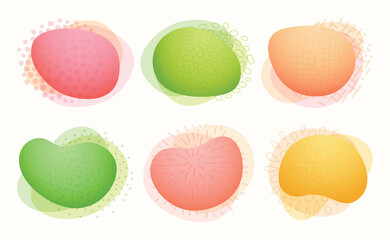 Wall Mural - Set of abstract modern geometric shapes banners. Fluid pastel colors gradient dynamic elements.