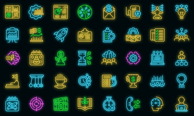 Poster - Productivity icon outline vector. Production work. Increase employee vector neon
