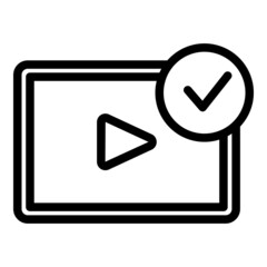 Poster - Approved video play icon outline vector. Phone app. Smart click