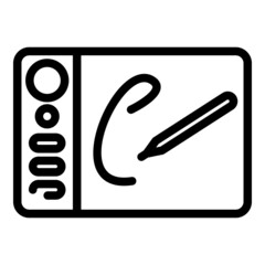Poster - Draw smart tab icon outline vector. Phone app. Tablet point
