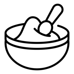 Poster - Baby food bowl icon outline vector. Infant care. Newborn health