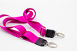 Shoulder strap. nylon fastening belt, strap isolated on white background.Colored polyester belts, backpacks. Belt straps for bags.pink collection of women accessories