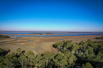 Aerial View of Coastal Wetlands on Hilton Head Island South Carolina