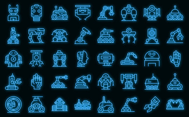 Poster - Robotics icons set outline vector. Smart tech. Future robot vector neon