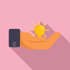 Poster - Take care of idea icon flat vector. Solution light