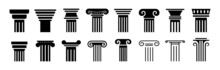 Ancient Columns Icon Set. Vector Icon