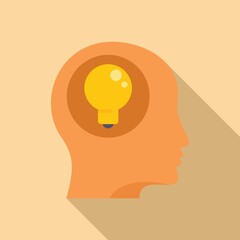 Poster - Mind idea icon flat vector. Solution light