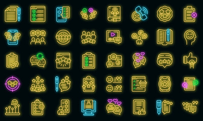 Poster - customer testimonials icon outline vector. happy service. feedback review vector neon
