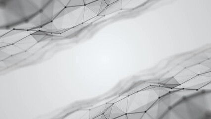 Poster - Halftone animated background frame. Movement plexus lines, particles, dots, wave. Lively matter, canvas. Digital network, communication. Connection of energy field. Technology, medicine, business. 4k