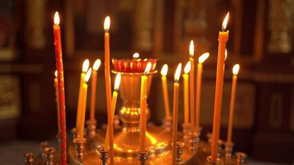 Poster - A candilo is a large candlestick in front of an icon in an Orthodox church. 