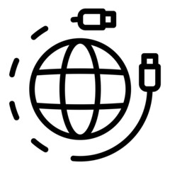 Poster - Global fiber internet icon outline vector. Wire speed. Cable optic
