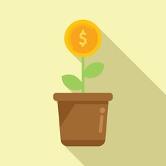 Poster - Monetize plant icon flat vector. Media increase