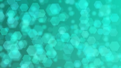 Wall Mural - Motion graphics. turquoise and blue green  abstract defocused background, hexagon shape bokeh pattern