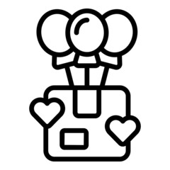 Poster - Balloon gift box icon outline vector. Blood support. Share give