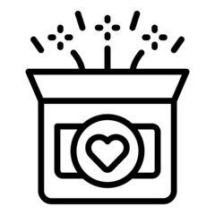 Poster - Super gift box icon outline vector. Love heart. Social team