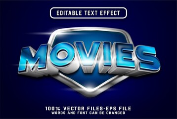 Poster - movies 3d silver text effect premium vectors