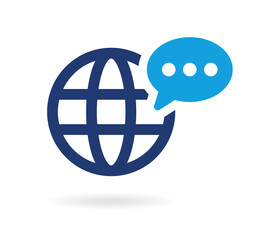 Sticker - Online message icon on globe vector symbol illustration