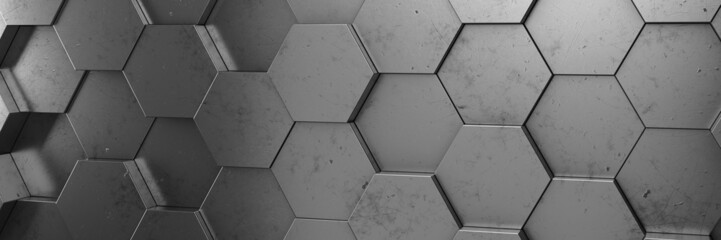 Futuristic and technological hexagonal background. 3d rendering