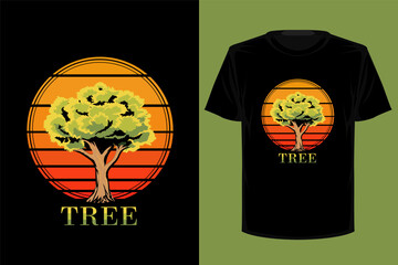 Fototapete - Tree retro vintage t shirt design