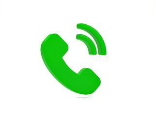Poster - 3D rendering, 3D illustration. Minimal phone call symbol on white background. Communication telephone and service support hotline concept.