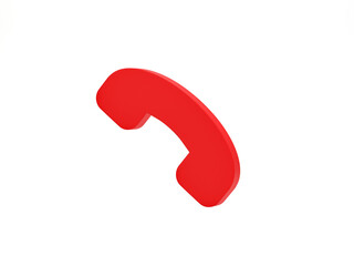 Poster - 3D rendering, 3D illustration. Minimal phone call symbol on white background. Communication telephone and service support hotline concept.
