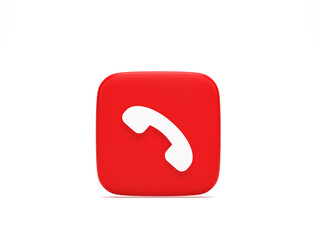 Poster - 3D rendering, 3D illustration. End phone call button. Reject incoming call on white background.