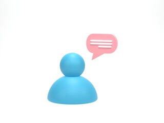 Poster - 3D rendering, 3D illustration. Icon people with speech bubble. communication chat icon isolated on white background.