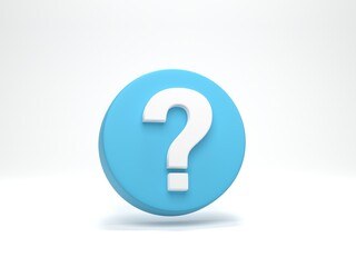 Fototapete - 3D rendering, 3D illustration. Question mark icon isolated on white. Business support. FAQ and QA concept.