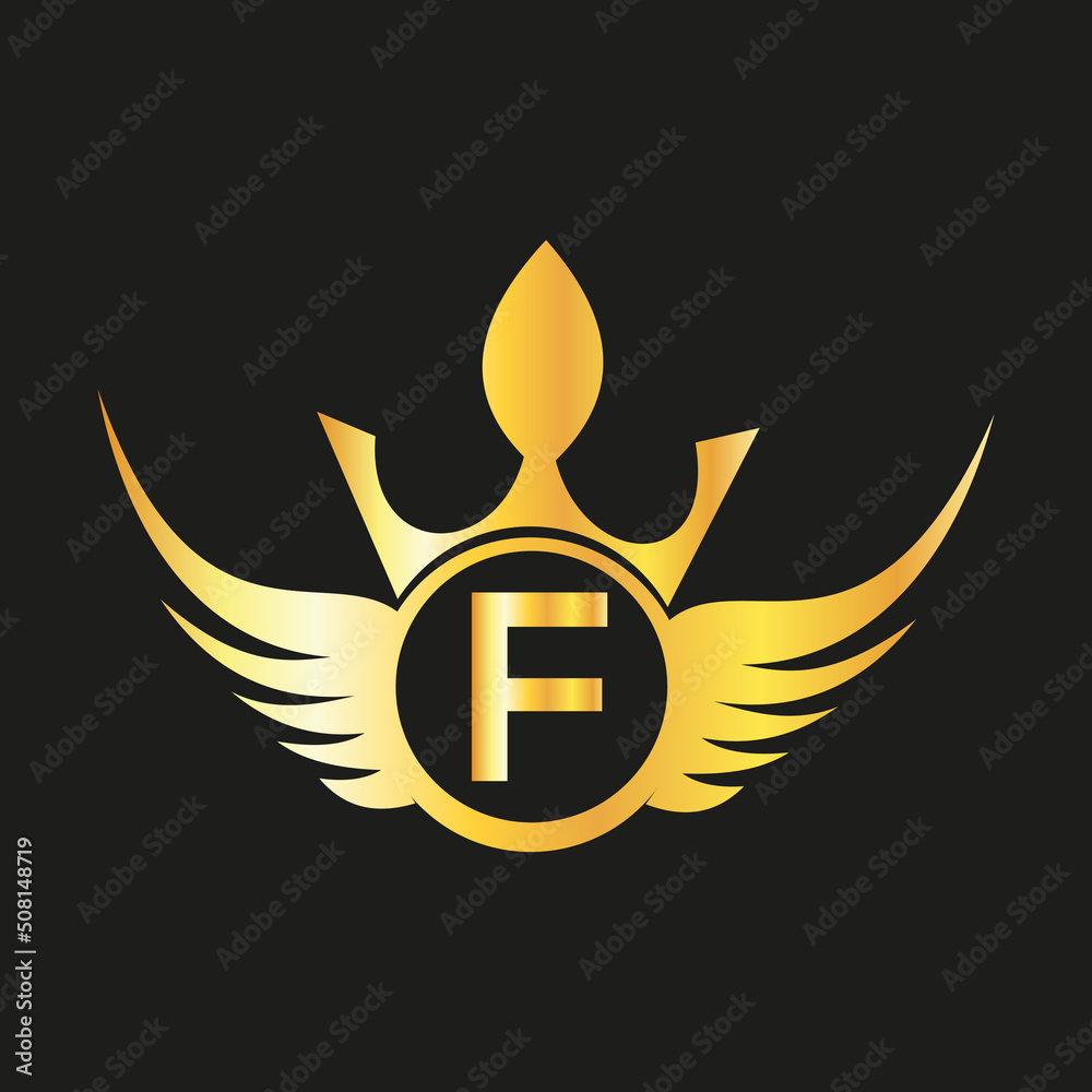 Letter F Queen Logo Design vector templet crown logo Elegant monogram ...