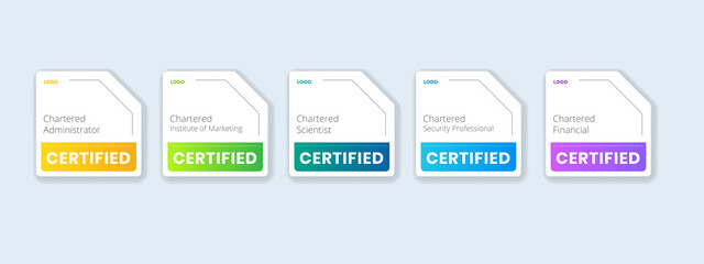 Poster - professional certification badge design template. digital badge product exam certified collection te