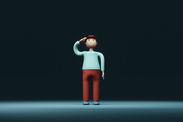 cartoon man standing and gesturing, 3d rendering