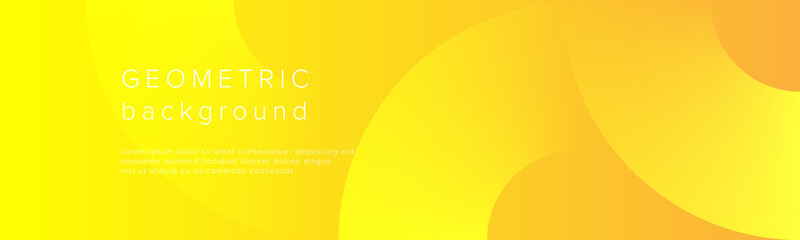 Poster - Yellow abstract circle vector technology business long banner template with dynamic effect Motion orange trendy dark navy blue gradients for advertising marketing presentation