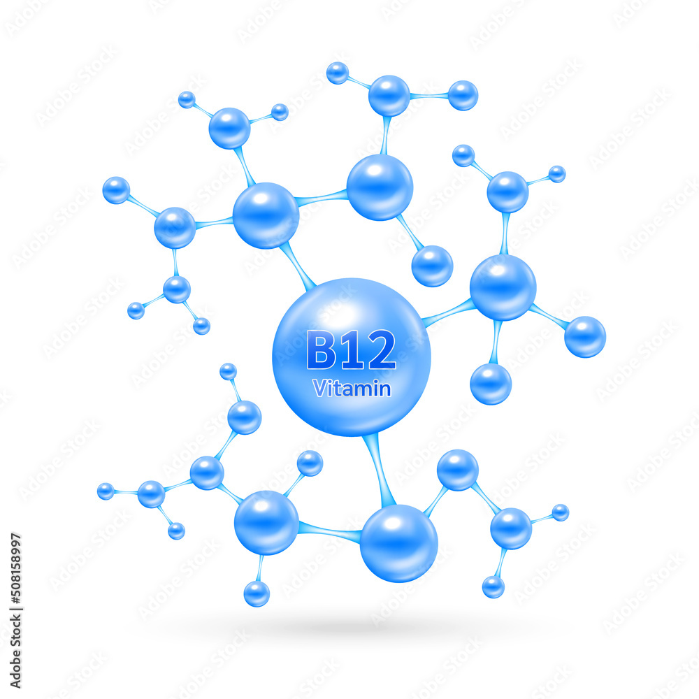 Compound B12 Vitamin B12 complex and minerals in molecular form. Dietary supplement ...
