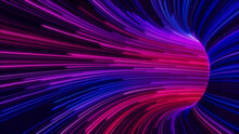 Colorful Neon Lines Tunnel With Purple, Blue And Pink Streaks. 3D Render.